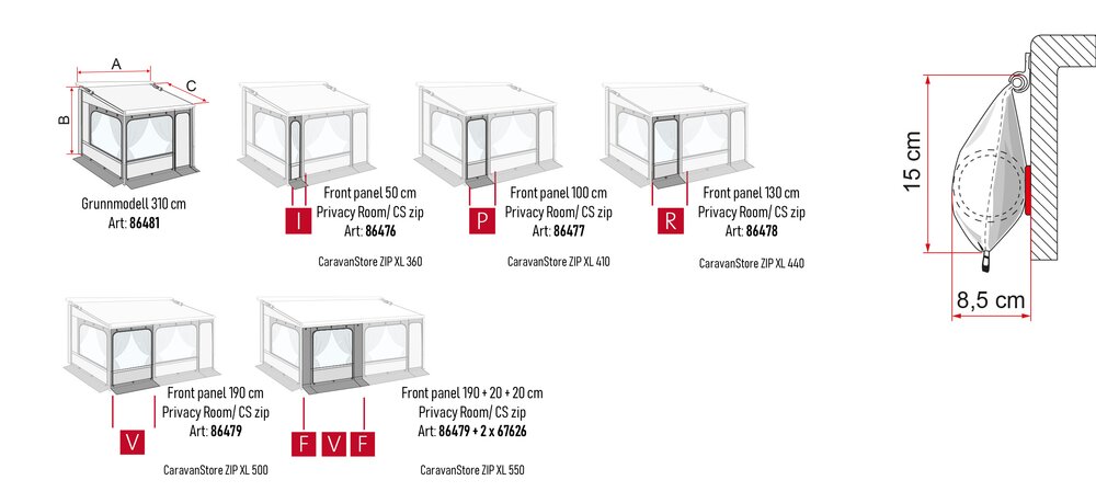 CaravanStore XL ZIP Markisetelt 310
