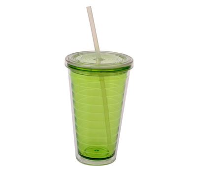 Glass m/tett skrulokk og sugerør Limegrønn 1 stk