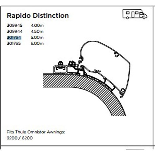 Adapter tak Thule 5,0m Rapido Distinction 2015-&gt;