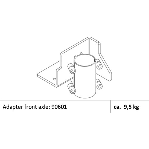 Adapter front axle: 90601 - Vekt: 9,5 kg