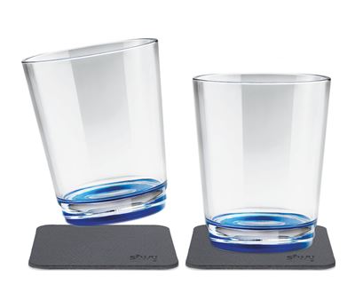 Magnetisk glass - Drikkeglass 25 cl. blå bunn pk a 2 stk