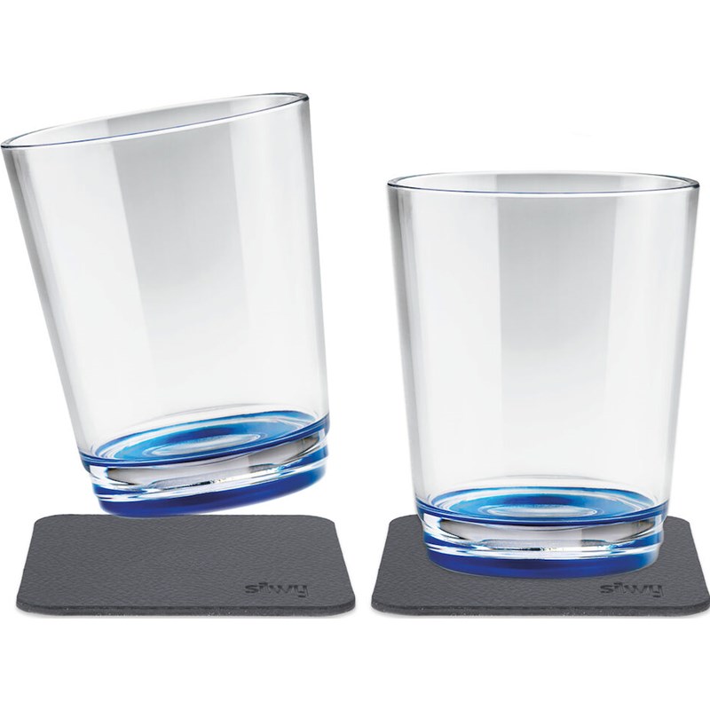 Magnetisk glass - Drikkeglass 25 cl. bl&#229; bunn pk a 2 stk