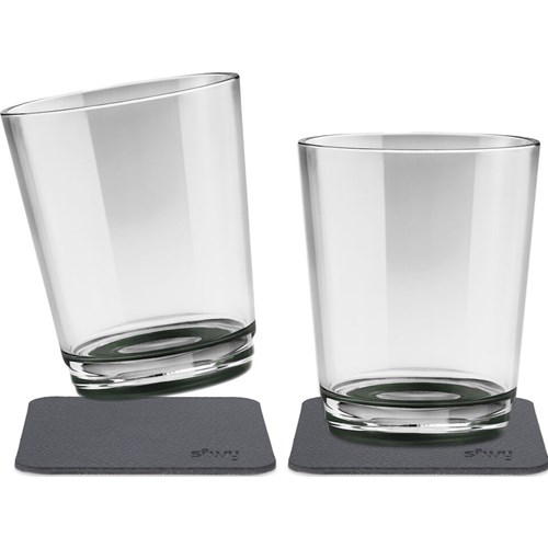 Magnetisk glass - Drikkeglass 25 cl. klar gr&#229; pk a 2 stk