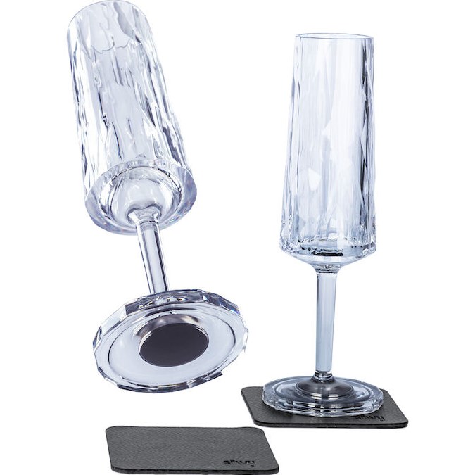 Magnetisk glass - Champagneglass m/stett High Tech 15 cl pk a 2 stk