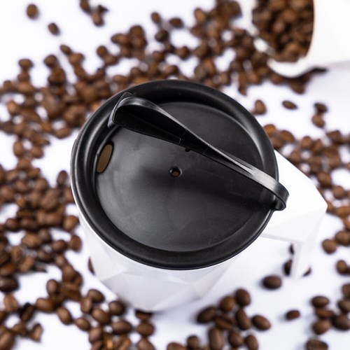 Magnetisk kaffekrus m/lokk - High-Tech 35 cl hvit