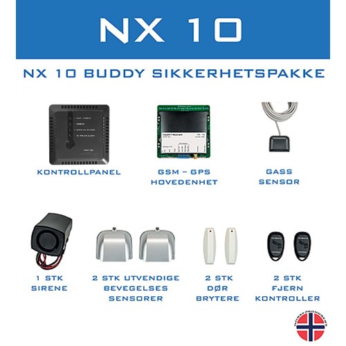 NX-10 Stor alarmpakke Sort, S&#248;lv sensor