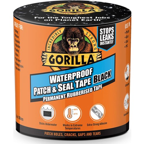 Gorilla Tape Waterproof Patch &amp; Seal Black 300 x 10 cm