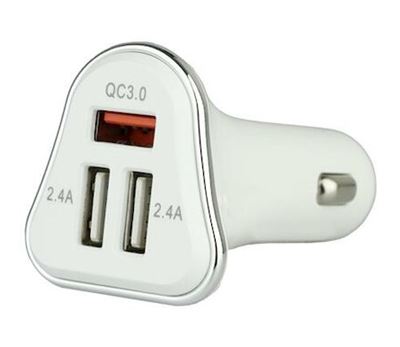 USB-Billader 2 x USB-A, 1 x QC3.0 12 V Hvit