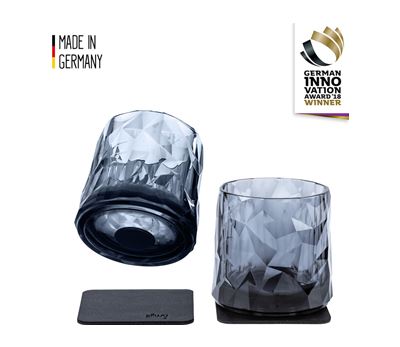 Magnetisk glass - Whiskeyglass High Tech 25 cl grå 2 stk