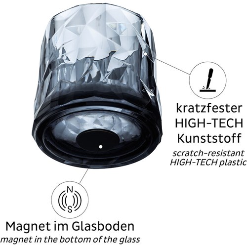 Magnetisk glass - Whiskeyglass High Tech 25 cl gr&#229; 2 stk