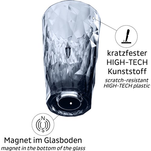 Magnetisk glass - Longdrink 30 cl High Tech gr&#229; 2 stk