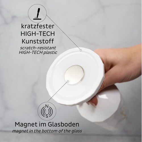 Magnetisk glass - Vinglass m/stett Cheers High Tech 30 cl hvit 2 stk