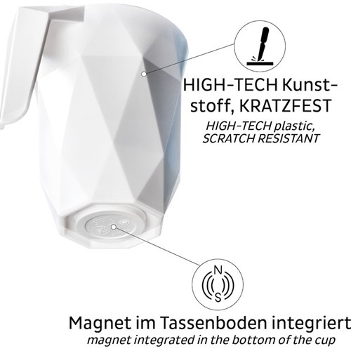 Magnetisk kaffekrus Camping m/lokk - High-Tech 30 cl hvit
