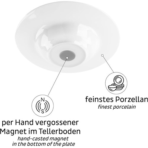 Magnetisk Gourmettallerken - Porselen &#216; 23 cm hvit