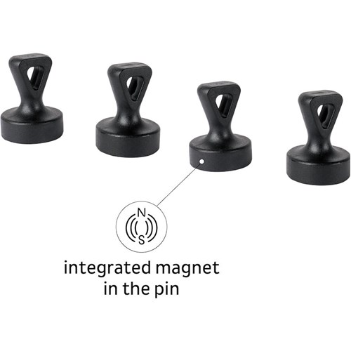 Magnetisk pin/knagg Flex m/magnetpad svart/hvit 4 stk